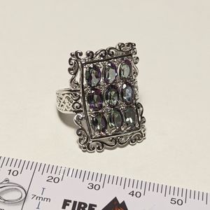 9 stone mystic topaz treated .925 sterling silver ring